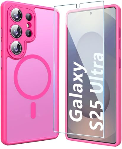 for Samsung Galaxy s25 Ultra Case,Galaxy s25 Ultra Case with Screen Protector [Camera Protection] Slim Shockproof Cover for Samsung S 25 Ultra Phone Cases for Women Girls - Hot Pink - color: Hot Pink, size: S25 Ultra Case