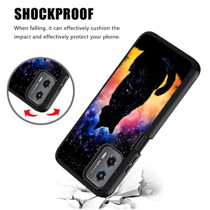 for Moto G 5G 2024/Moto G Play 5G 2024 Case,Military Grade Heavy Duty [3-Layer] Dustproof Shockproof Full-Body Protective Case for Motorola Moto G 5G 2024,Black Cat Under The Starry Sky - color: Black Cat Under The Starry Sky