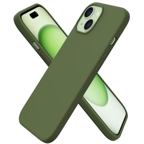 ORNARTO Compatible with iPhone 15 Case 6.1, Slim Liquid Silicone 3 Layers Full Covered Soft Gel Rubber Phone Case, Anti-Scratch Shockproof Protective Cover 6.1 Inch, Cedar Green - color: Cedar Green