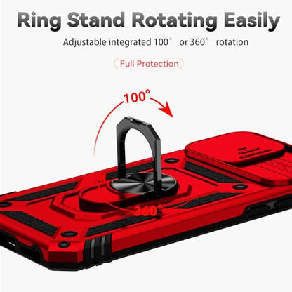 SunStory Compatible with iPhone SE 2022/2020/3rd/2rd / 6/7/8 Case with HD Screen Protector & Slide Camera Cover & Kickstand, [Military-Grade] Phone Case for iPhone SE 2020/2022/6/7/8 (Red) - color: Red