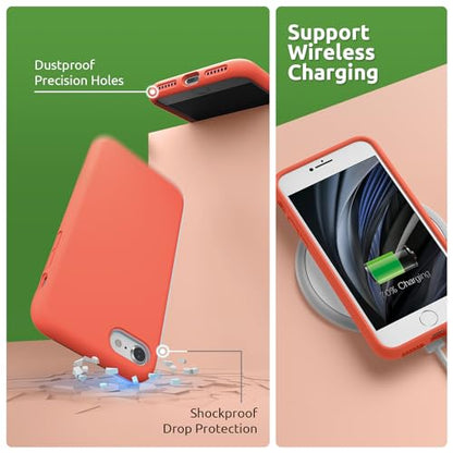 SURPHY Designed for Phone SE 3rd 2nd SE 2022 SE 2020, Liquid Silicone Case, Nectarine - color: Nectarine