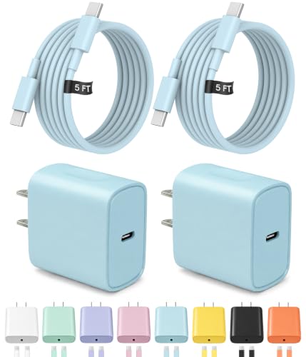 5FT iPhone 17 16 15 Charger Fast Charging USB C Charger Block - color: Blue, size: 5FT