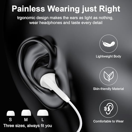 for iPhone 18 17 16 Headphones Wired Earbuds, USB C Earbuds Wired Ear Buds - color: White