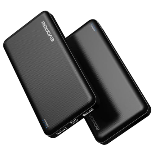 2 Pack Portable Charger, 10000mAh Power Bank, Travel Battery Pack - color: 1-Black&Black