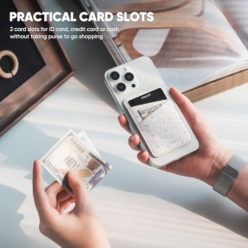VULKIT Phone Card Holder Wallet Leather Adhesive Pocket RFID Blocking Credit Card Sleeves Stick Back of Phone Smartphones - color: Leopard