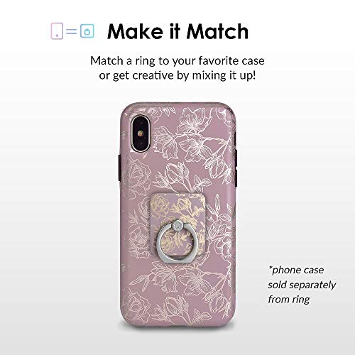 Velvet Caviar Cell Phone Ring Holder - Finger Ring & Stand - Improves Phone Grip Compatible with iPhone, Galaxy and Most Cases (Except Silicone/Leather) - Purple Rose Gold Flowers - color: Dusty Rose Floral