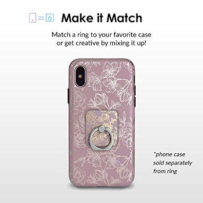 Velvet Caviar Cell Phone Ring Holder - Finger Ring & Stand - Improves Phone Grip Compatible with iPhone, Galaxy and Most Cases (Except Silicone/Leather) - Purple Rose Gold Flowers - color: Dusty Rose Floral