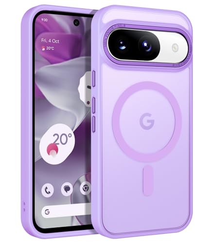 BENTOBEN for Google Pixel 9 Case [Compatible with Magsafe] Translucent Matte Magnetic Pixel 9 Case Slim Fit Shockproof Women Men Girls Boys Protective Phone Cases for Google Pixel 9 6.3", Light Purple - color: Light Purple