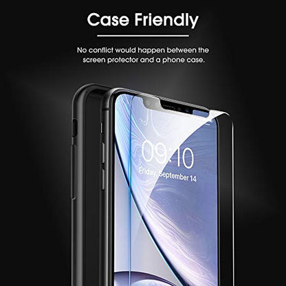 OMOTON 3 Pack Designed for iPhone 11 and iPhone XR Screen Protector (6.1"), Enhanced Tempered Glass Protection, Case Friendly Anti Scratch Bubble Free Ultra Resistant - size: iPhone 11/XR