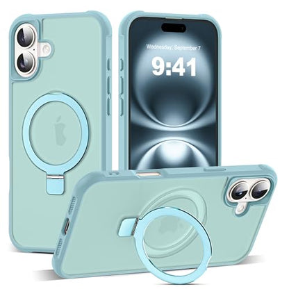 SKYLMW Compatible with iPhone 16 Plus Case with Stand,Blue | iPhone 16 Plus Phone Case 6.7",Magnetic Ring Stand,Compatible with MagSafe,Military-Grade Plustection,Great Grip Feeling - color: Blue, size: Iphone 16 Plus