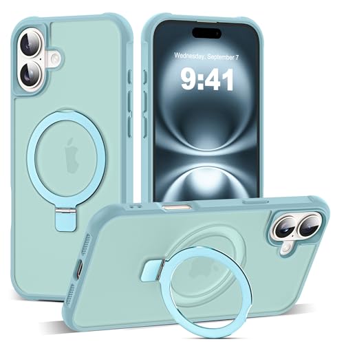 SKYLMW Compatible with iPhone 16 Plus Case with Stand,Blue | iPhone 16 Plus Phone Case 6.7",Magnetic Ring Stand,Compatible with MagSafe,Military-Grade Plustection,Great Grip Feeling - color: Blue, size: Iphone 16 Plus