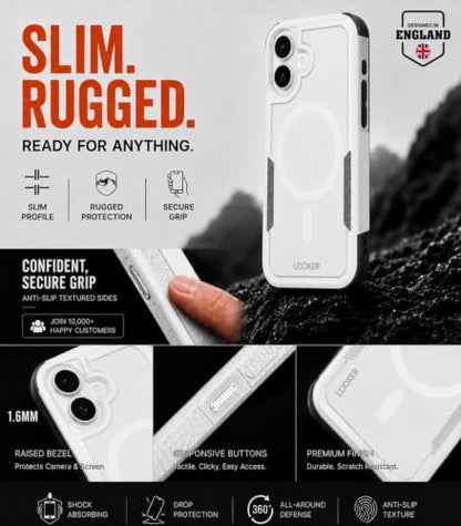 LOOXER® Heavy Duty Rugged Magnetic Case for iPhone 17 (6.3”) | Military Grade Shockproof Protection,MagSafe Compatible+ Tempered Glass Included (White, 17) - color: White, size: 17