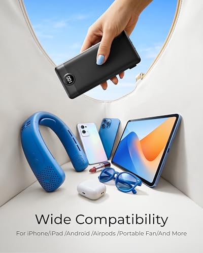 VEGER Portable Charger for iPhone, Power Bank Built in Cables and Wall Plug - color: A Black