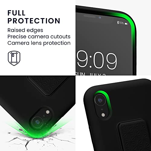 kwmobile Case for Apple iPhone XR Case - Soft TPU Cover with Silicone Coating - with Hand Strap and Stand Function - Shockproof - Black - color: black