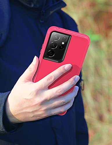 MXX Case Compatible with Galaxy S21 Ultra Case, 3-Layer Super Full Heavy Duty Body Bumper Cover/Shock Protection/Dust Proof, Designed for Samsung Galaxy S21 Ultra 5G 6.8 Inch 2021 (Pink/Black) - color: Pink/Black