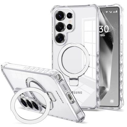 Compatible with Clear Samsung Galaxy S24 Ultra Case 6.8'' with Magnetic Ring Stand [Compatible with Mag-Safe] Military-Grade Wave Frame Phone Case for S24 Ultra, Clear - color: Clear, size: Samsung Galaxy S24 Ultra