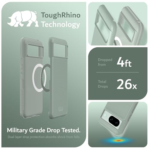 TUDIA MergeGrip [Magsafe Compatible] Designed for Google Pixel 8 Case (2023) - Dual Layer [Military Grade] Shockproof Slim Rugged Tough Heavy Duty Phone Cases - Green Lily - color: Green Lily, size: Magnetic Pixel 8