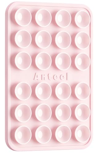 PKYAA Anteel Max - Silicone Suction Phone Case Adhesive Mount, Upgraded Super Strong Grip, Durable, Easy to Use, Hands-Free Sticky Phone Holder for Selfies, Tiktok Videos, 2.56"x3.94" (Light Pink) - color: Light Pink