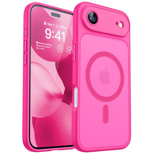 CANSHN Magnetic Compatible with iPhone Air Case, Hot Pink | Full Camera Protection, Compatible with MagSafe, Translucent Matte, Military-Grade Protection, Scratch Resistant, Slim Fit - color: Hot Pink, size: iPhone Air (6.9 Inch,1 Lens)