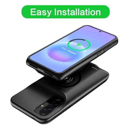 Battery Case for Galaxy A57, Upgraded 12000mAh Rechargeable Portable Wireless Charging Case Compatible with Galaxy A57 5G (6.7 inch) with Carplay Extended Battery Pack Charger Power Case (Black) - size: Galaxy A57