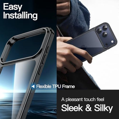JETech Case for iPhone 17 Pro Max 6.9-Inch, Non-Yellowing Shockproof Phone Bumper Cover, Anti-Scratch Clear Back (Black) - color: Black, size: iPhone 17 Pro Max