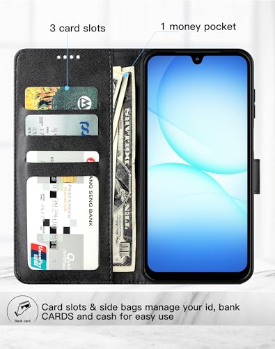 Feitenn for Samsung Galaxy A17 5G (6.7") Case Wallet 2026 with 4 Card Holders Kickstand, PU Flip Leather Magnetic Closure Folio Shockproof Protective Cover, Black - color: Black, size: Samsung Galaxy A17 5G