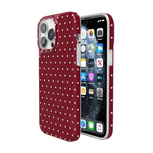 Casely iPhone 14 Pro Case | On the Dot | Maroon Polka Dot | Compatible with MagSafe | Classic Ultra Slim Design - color: On the Dot | Maroon Polka Dot, size: Iphone 14 Pro