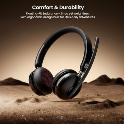 Dytole Wireless Headset with Mic for Work, Bluetooth 5.3 Headset with Noise Cancelling, Wireless Headphones with Mic & USB Dongle, 65H & Mute, Ideal for PC/Call Center/Computer/Laptop/Study
