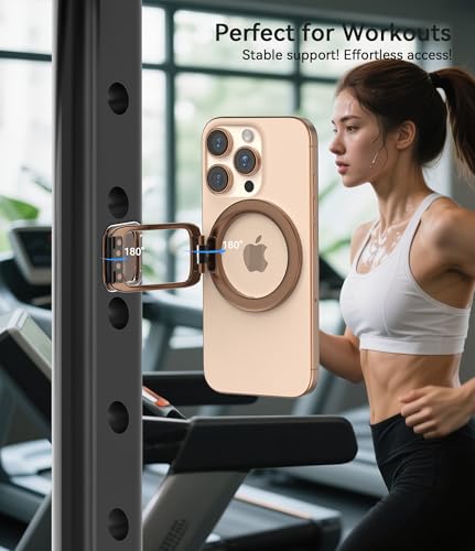 Magnetic Phone Ring Holder for MagSafe Phone Grip & Kickstand, Strong Dual-Sided Magnets Compatible with MagSafe Car Mount Gym for iPhone 17/16 Pro Max 15/14/13/12 and Android Phone Cases (Brown) - color: Brown