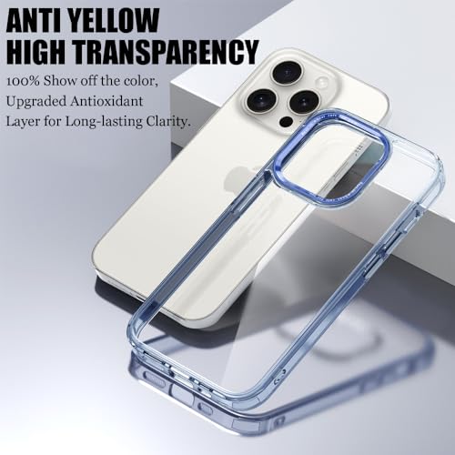 CcacHe Designed for iPhone 15 Pro Case,[Anti-Yellowing] [Military-Grade Protection] Anti-Scratch Transparent Back Slim Shockproof Phone Cover 6.1 Inch (Blue) - color: Blue
