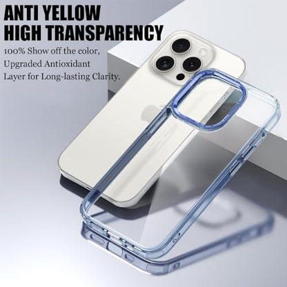 CcacHe Designed for iPhone 15 Pro Case,[Anti-Yellowing] [Military-Grade Protection] Anti-Scratch Transparent Back Slim Shockproof Phone Cover 6.1 Inch (Blue) - color: Blue