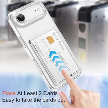 Gukalong Clear Wallet Case for iPhone 17 Air with Credit Card Holder | Hard PC Heavy Duty Shockproof Protection Anti-Scratch Phone Cover Card Slot Anti-Yellowing Case for Women Men - size: for iPhone Air