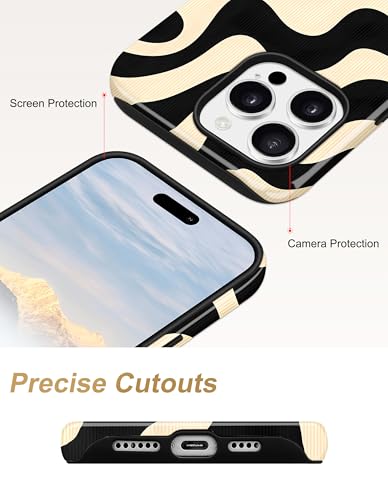 Jusy Magnetic Zebra Phone Case for iPhone 17 Pro Max,Beige Curve | Compatible with MagSafe, Cute Aesthetic Zebra Design, TPU and PC Protective Shockproof Cover - color: Beige Curve