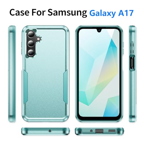 Phone Case for Samsung Galaxy A17 5G Case, Samsung A17 5G Case with Tempered Glass Screen Protector, Soft TPU Hard Back Double Layer Phone Cover (Mint) - color: Mint