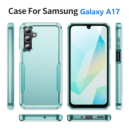 Phone Case for Samsung Galaxy A17 5G Case, Samsung A17 5G Case with Tempered Glass Screen Protector, Soft TPU Hard Back Double Layer Phone Cover (Mint) - color: Mint