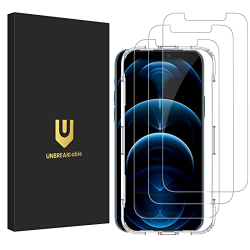 UNBREAKcable 3-Pack Screen Protector for iPhone 12 Pro Max Tempered Glass | Shatterproof, Easy Install, 9H Hardness, 99.99% HD Clear, Bubble-Free, Anti-Fingerprint, Scratch Resistant, Case Friendly - size: iPhone 12 Pro Max