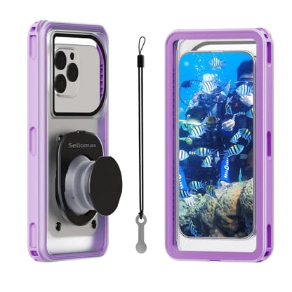 Waterproof Phone Pouch with Lanyard, 7.5'' Floating IPX8 - Purple | Dry Bag for Snorkeling & Diving, Underwater HD Photo & Video Touchscreen, Fits iPhone 17/16/15 Pro Max Galaxy S25 All Phones - color: Purple