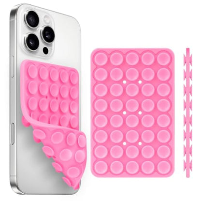 Yojaro Silicone Suction Cup Phone Case Mount Double Sided, Phone Accessories Hands-Free Strong Grip Holder for Selfies and Videos, Silicon Phone Stand for iPhone and Android Pink - color: Pink