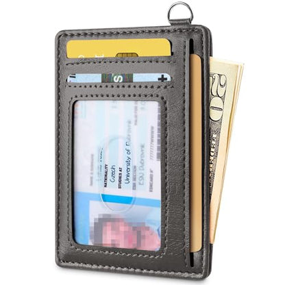 Mayski Slim Wallet, Credit Card Holder for Women, Minimalist Front Pocket RFID Blocking Card Cases, Small Wallet Women Men(Oiled Wax Grey) - color: Oiled Wax Grey