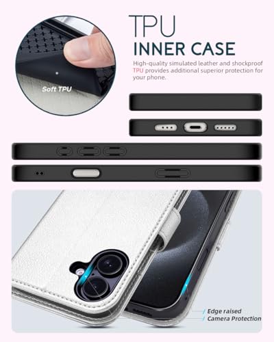 OCASE for iPhone 16 Wallet Case, PU Leather Crossbody Phone Case with Removable Shoulder Strap, Kickstand, RFID Blocking Card Slots, Flip Folio Phone Cover 6.1 Inch 2024, Silvery - color: Silvery, size: iPhone 16