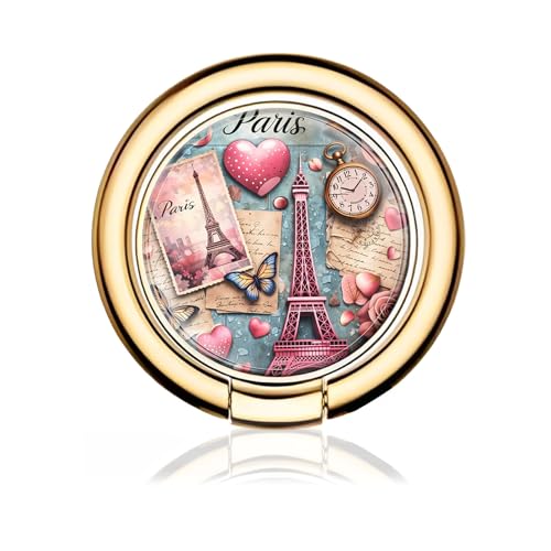 Cell Phone Ring Holder, Cute Metal Phone Grip Stand Finger Ring Kickstand, Flexible 360°Rotation Phone Tablet Case Accessories Compatible with Most Phones Pink Paris Eiffel - color: Pink Paris Eiffel