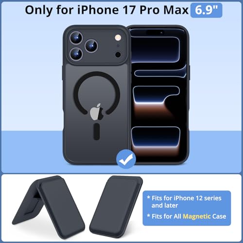 for iPhone 17 Pro Max Case w/Detachable MagSafe Wallet-Black | RFID Blocking Card Holder&Kickstand, Military-Grade Drop & Raised Camera Protection for Travel & Commute - color: Black