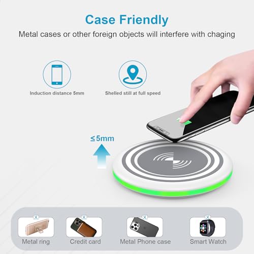 15W Wireless Charger Fast Charging Pad for iPhone 17/Air/16e/16/15 Pro Max, Android Wireless Charger Samsung Charging Station for Galaxy S25 Ultra/S24 FE/S24 Pixel 10/10 Pro/9/9 Pro XL/Fold/8a/8/7 Pro