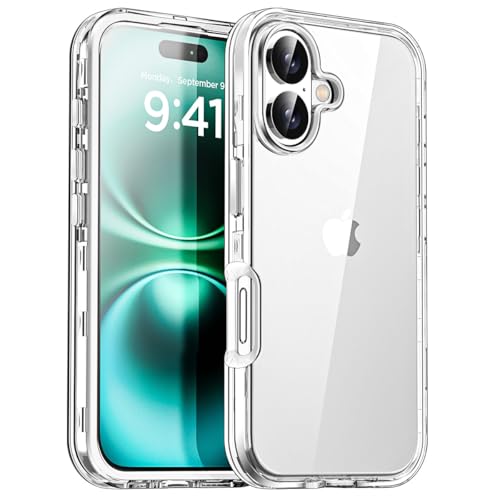 AICase for iPhone 16 Plus Clear Case(6.7"),Heavy Duty Drop Protection Full Body Rugged Shockproof/Dust Proof 3-Layer Military Protective Tough Durable Cover for iPhone 16 Plus - color: Clear