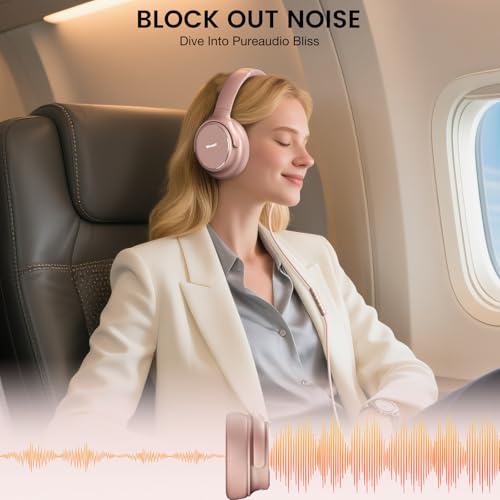 USB C Wired Over-Ear Headphones with Microphone - color: New Rose Gold