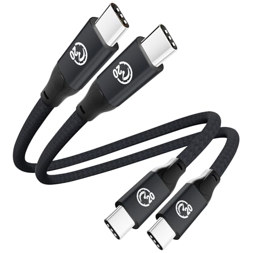 USB C to USB C Cable 100W 0.6FT 2Pack, Short USB C 3.2 Gen 2X2 20Gbps Cable - color: Black, size: 0.6FT(2PACK)