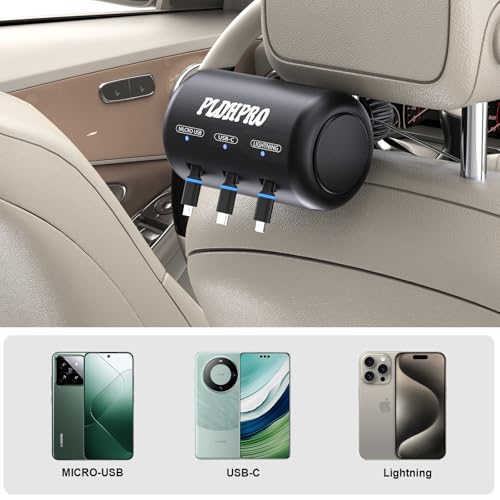 Uber Accessories for Car 3 in 1 Backseat Car Charging Station Box, with QC 3.0 Adapter 36W Retractable Multi Devices Car Charger Fast Charge for All Phones | iPhone15/14 | Samsung|Uber Taxi Lyft Turo - size: 3 IN 1-with Car Charger