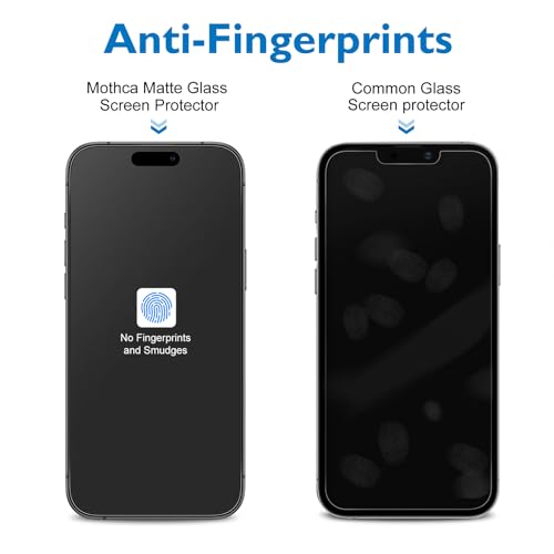 Mothca 2 Pack Matte Glass Screen Protector for iPhone 16 Pro [6.3 inch] + 2 Pack Camera Lens Protector, Anti-Glare & Anti-Fingerprint (Not Privacy Film) Tempered Glass, Bubble Free, Smooth as Silk