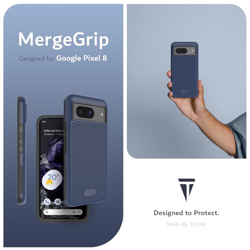 TUDIA MergeGrip [Military Grade] Designed for Google Pixel 8 Case (2023) - [Drop Tested] Dual Layer Shockproof Slim Rugged Tough Heavy Duty Protective Phone Cases Cover - Indigo Blue - color: Indigo Blue, size: Standard Pixel 8