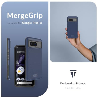 TUDIA MergeGrip [Military Grade] Designed for Google Pixel 8 Case (2023) - [Drop Tested] Dual Layer Shockproof Slim Rugged Tough Heavy Duty Protective Phone Cases Cover - Indigo Blue - color: Indigo Blue, size: Standard Pixel 8